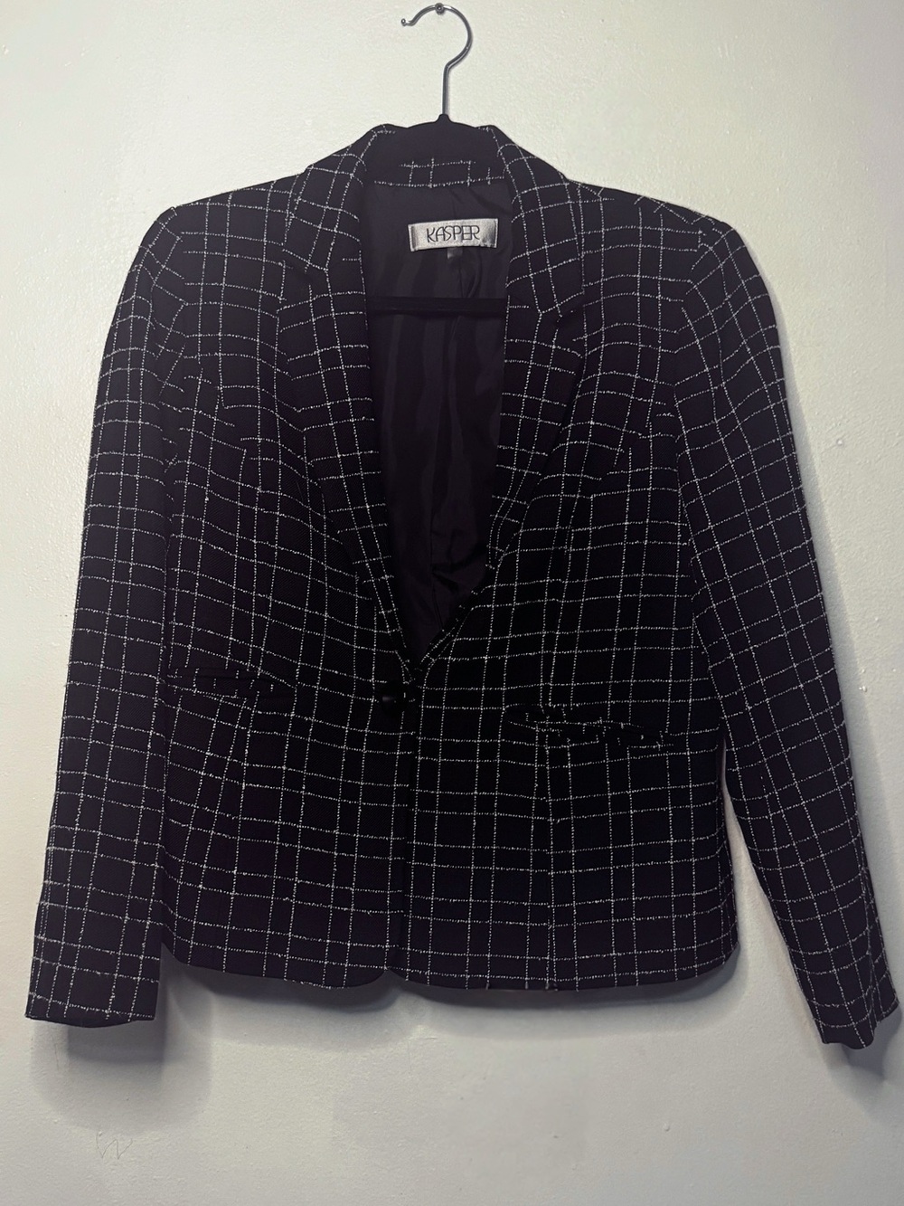 Kasper Black & White Checkered Blazer